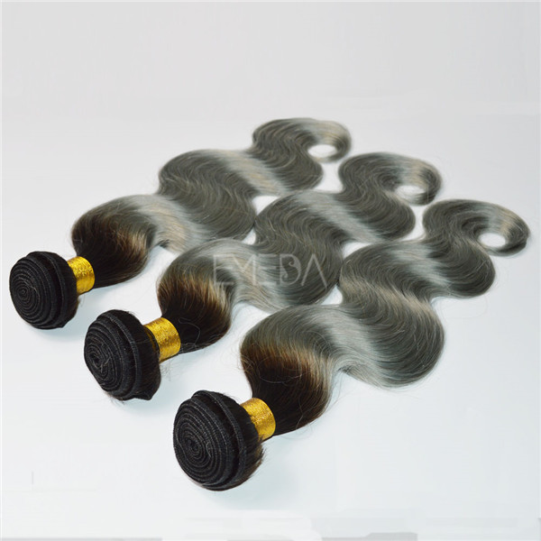 Silver 2T 3T ombre braiding hair human,raw ombre bundles hair weaves,virgin blonde silver gray hair extension HN247
